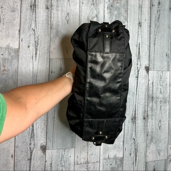 Junior Drake black nylon leather novelty keyfob slouchy hobo bag - Picture 7 of 9